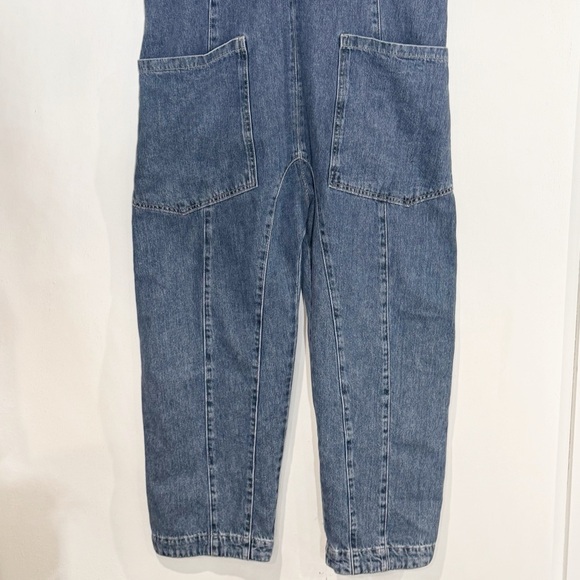 FP We the Free High Roller Baggy Denim Overalls Size S Oversized Boho Pockets - Picture 7 of 14